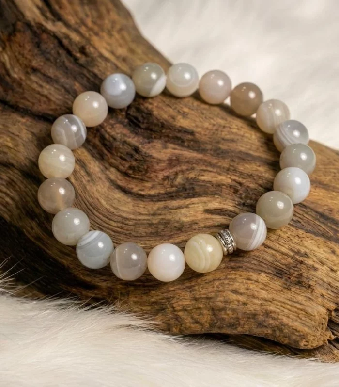 Bracelet Agate Rubanée Grise