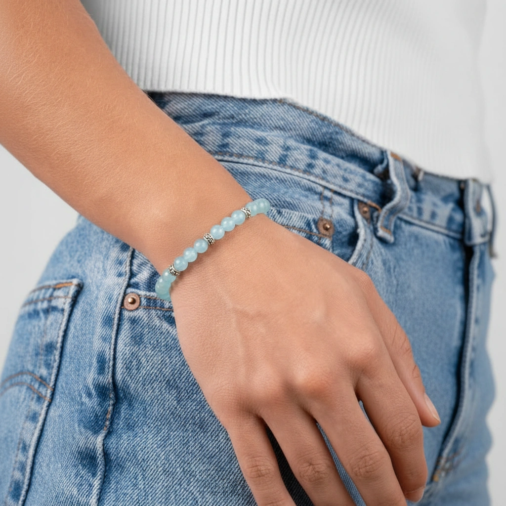 Bracelet Aigue-Marine 8 mm – Image 4