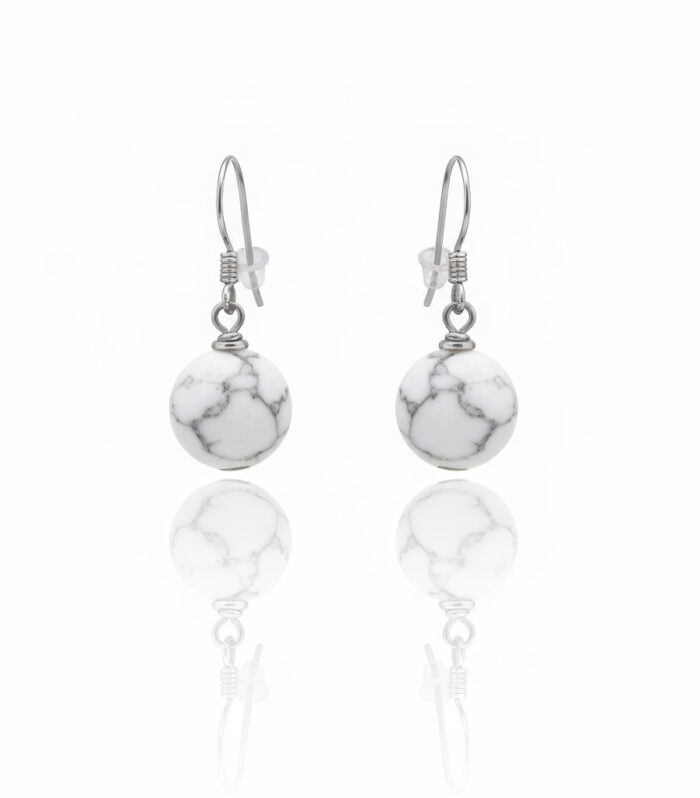 Boucle d'oreille classique Howlite en 8 mm